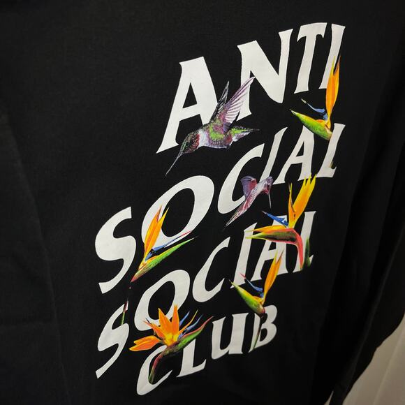 •NWT• Black Anti Social Social Club Bird of Paradise Hoodie Men’s XL - Picture 2 of 8